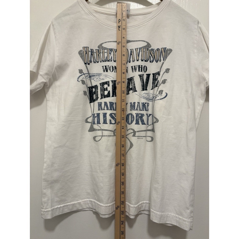 Harley-Davidson Graphic T-Shirt Women Large White Good Rarely Make History Biker - Picture 5 of 9